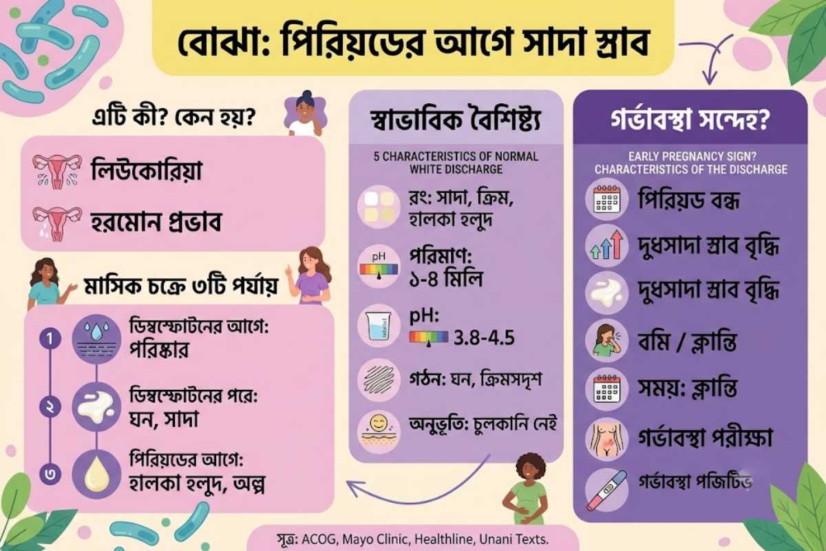 পিরিয়ডের আগে সাদা স্রাব, স্বাভাবিক নাকি গর্ভাবস্থার ইঙ্গিত?