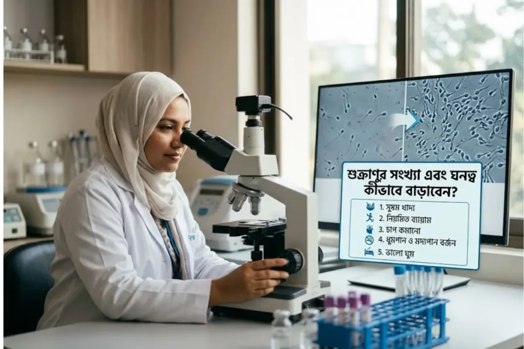 শুক্রাণুর সংখ্যা ও ঘনত্ব বৃদ্ধির জন্য স্বাস্থ্যকর খাদ্য ও জীবনযাত্রার চিত্র