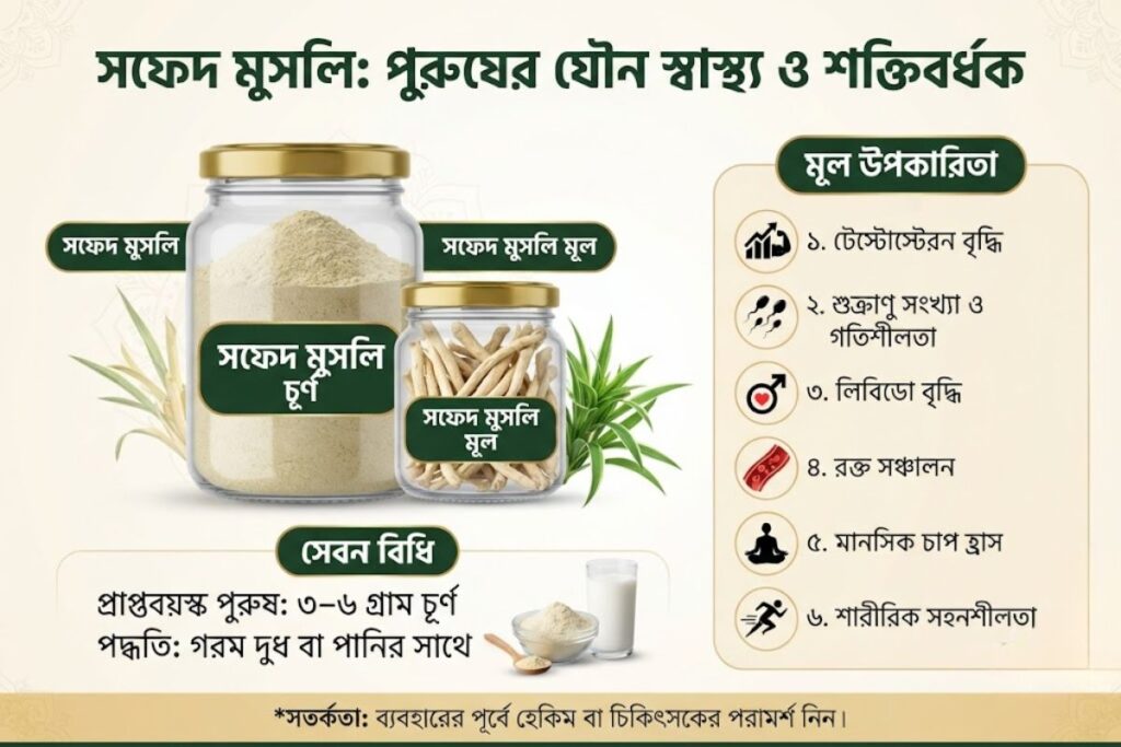 সফেদ মুসলি মূল ও পুরুষের যৌন স্বাস্থ্য উপকারিতা